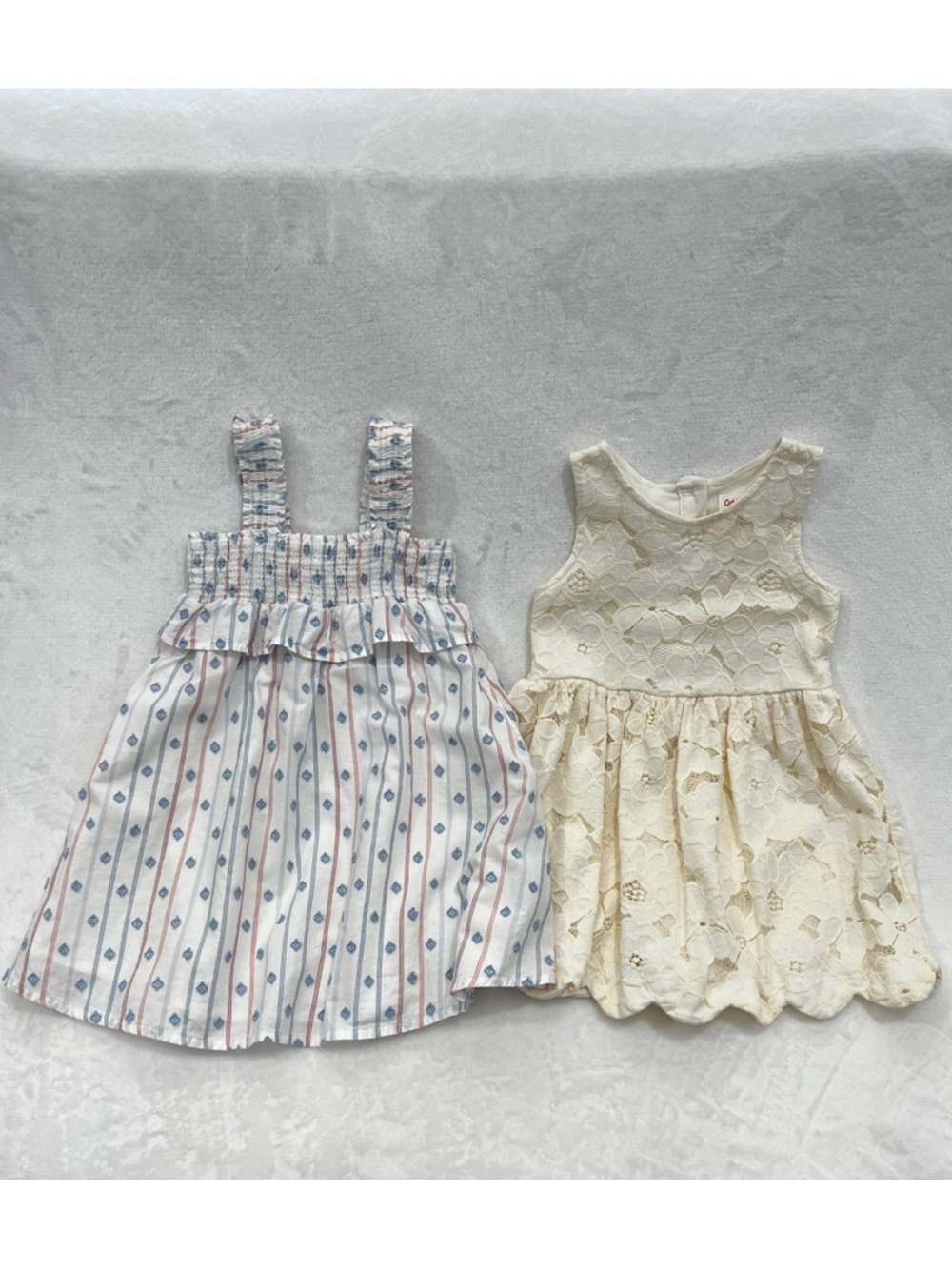 Lot of Two Dress Cat & Jack Size 4T Kids Girls Toddler Lace Striped Pintuck